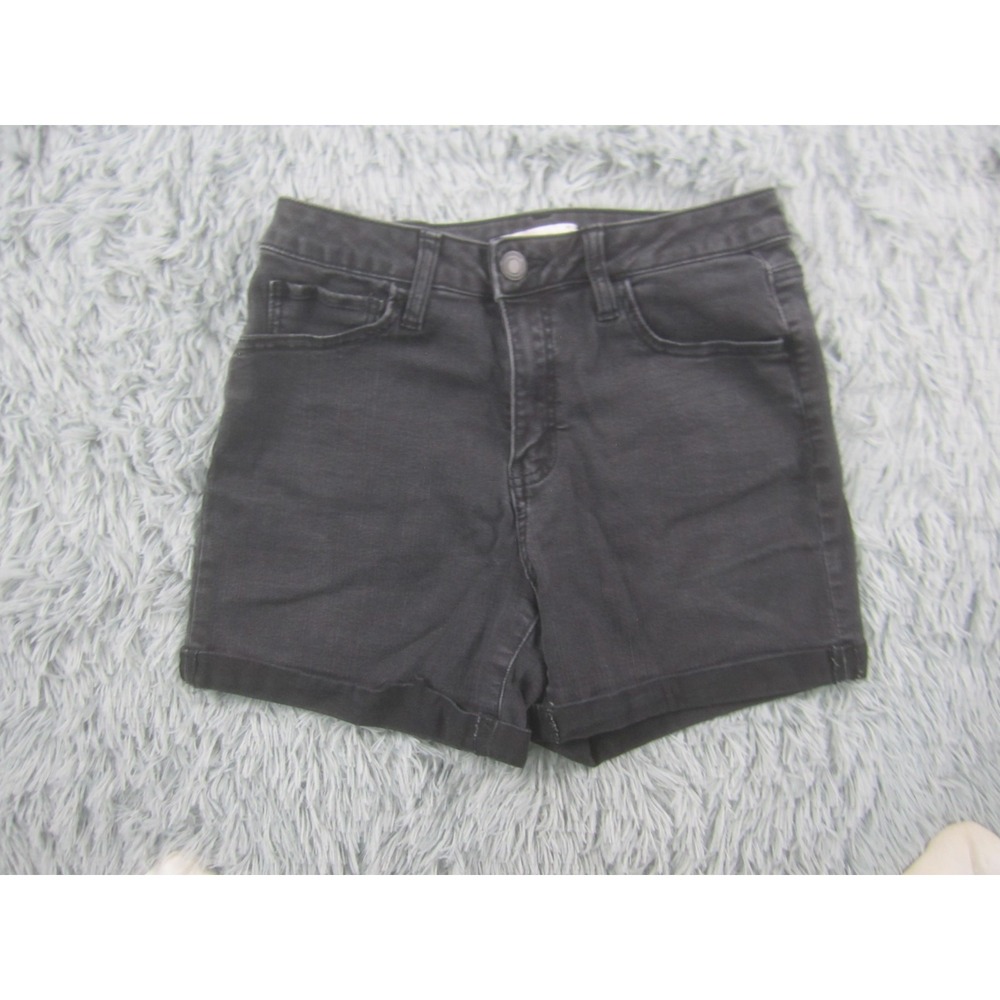 SO Jean Shorts Womens 11 Black Denim High‎ Mid Rise Cuffed Stretch 5 Pocket